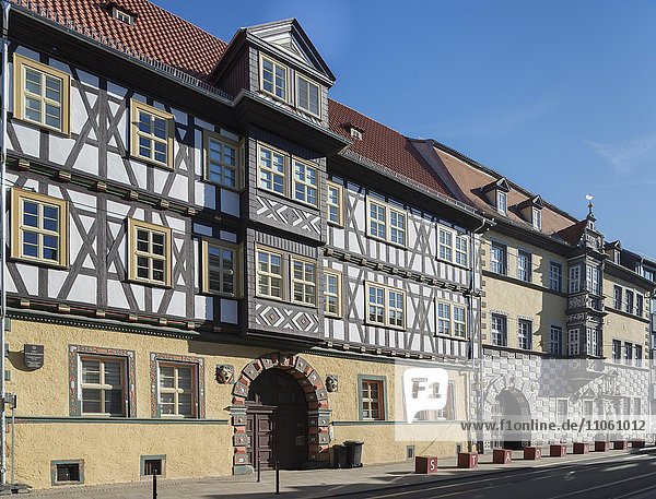 Fachwerkhäuser  Haus zum Mohrenkopf von 1610  hinten Stadtmuseum  Haus zum Stockfisch von 1607  Erfurt  Thüringen  Deutschland  Europa
