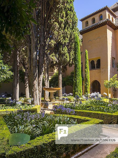 Lindarajahof  with gardens and fountains  Alhambra  UNESCO World Heritage Site  Granada province  Spain  Europe