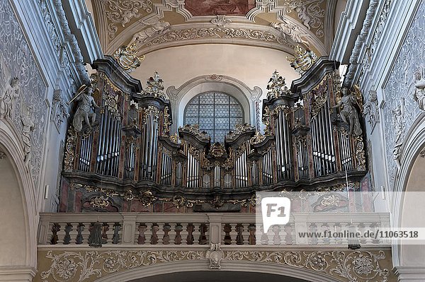 Orgelempore  barockisiert nach 1711  Obere Pfarre  auch Pfarrkirche zu Unserer Lieben Frau  Bamberg  Oberfranken  Bayern  Deutschland  Europa