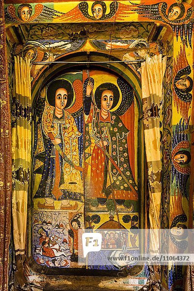 Äthiopisch-orthodoxes Wandgemälde  Azewa Mariam Kloster  Tana-See  Bahir Dar  Äthiopien  Afrika