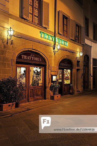 Restaurant  Trattoria  street by night  Florence  Tuscany  Italy  Europe