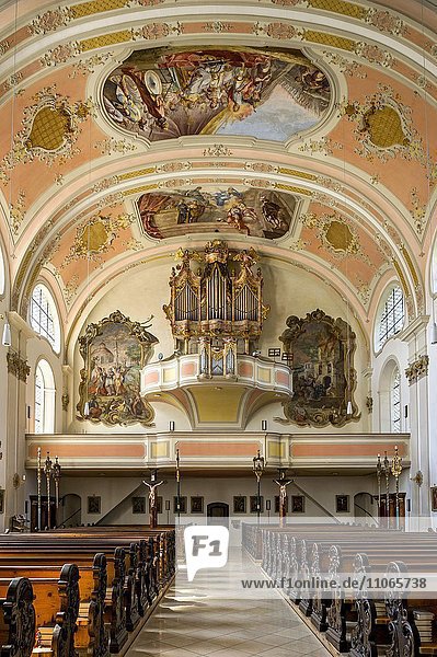 Orgelempore  St. Martin in Garmisch  Garmisch-Partenkirchen  Werdenfelser Land  Oberbayern  Bayern  Deutschland  Europa