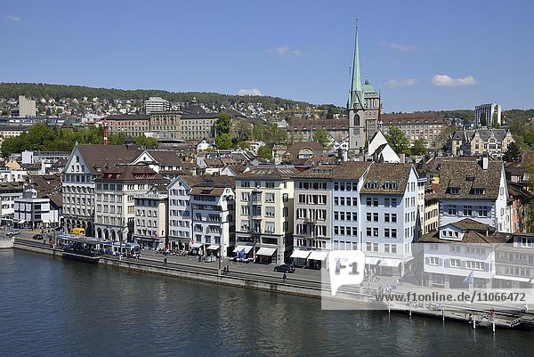 Historic centre of Zurich with river Limmat  view from the Lindenhof  Zurich  Switzerland  Europe