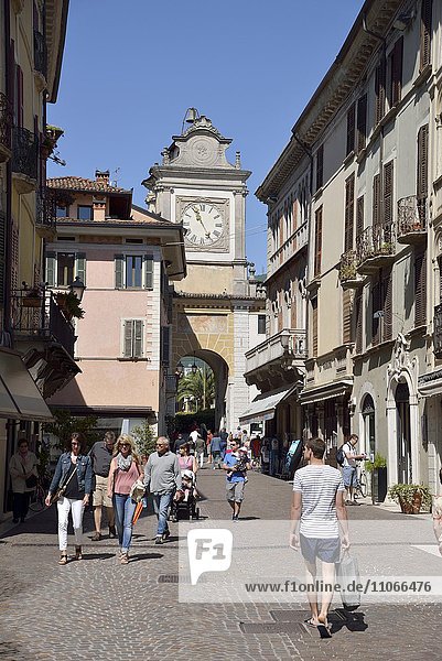 City gate  Porta dell'orologio  Salo  Lake Garda  Province of Brescia  Lombardy  Italy  Europe