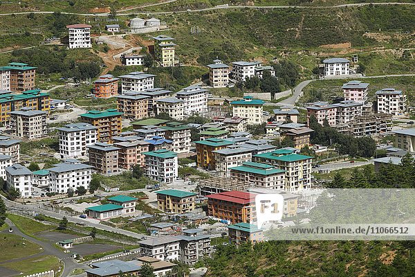 Traditionelle Wohnhäuser in Thimphu  Thimphu Distrikt  Königreich Bhutan