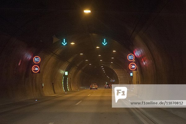 Rennsteig Tunnel or Christiane-Tunnel  A71 motorway tunnel  the longest road tunnel in Germany  Thuringia  Germany  Europe