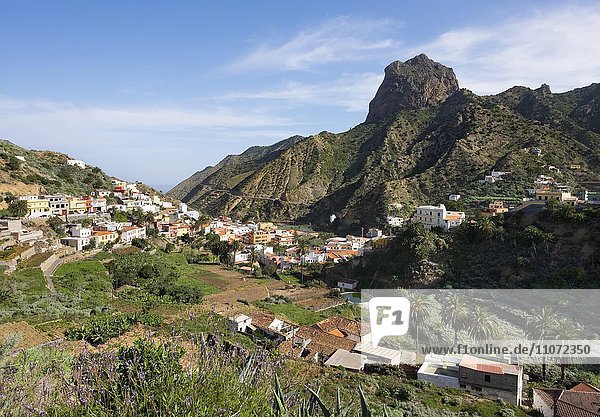 Vallehermoso with Roque Cano  La Gomera  Canary Islands  Spain  Europe