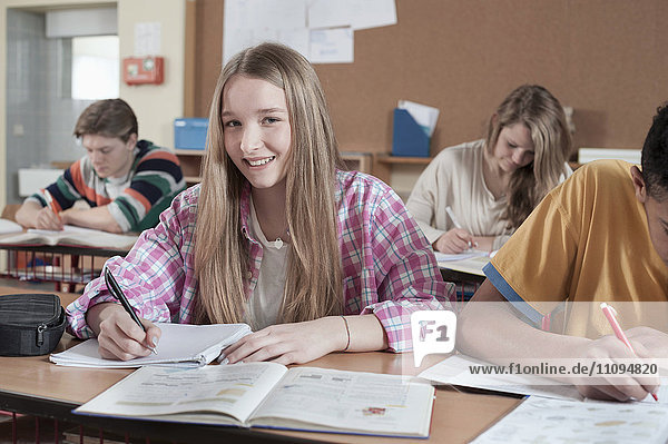 University students studying in classroom  Bavaria  Germany