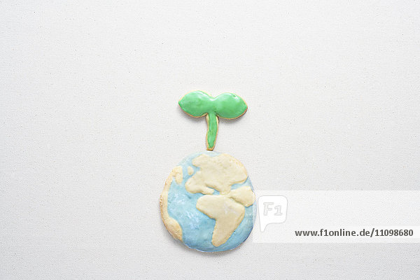 Cookies of planet earth and sapling