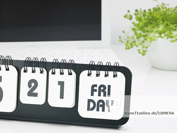 Laptop and calendar