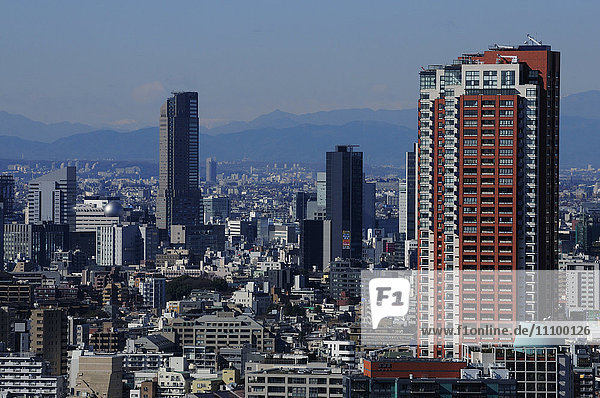 Blick vom Tokyo Tower  Minato Ward  Präfektur Tokyo  Honshu  Japan