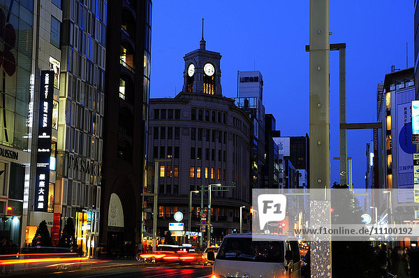 Dark Ginza due to electricity conservation  Chuo Ward  Tokyo Prefecture  Honshu  Japan