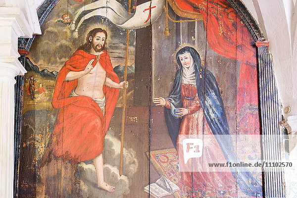 Altar und Gemälde  Convento de Nossa Senhora da Conceicao (Kloster Unserer Lieben Frau von der Empfängnis)  Regionalmuseum Dona Leonor  Beja  Alentejo  Portugal  Europa
