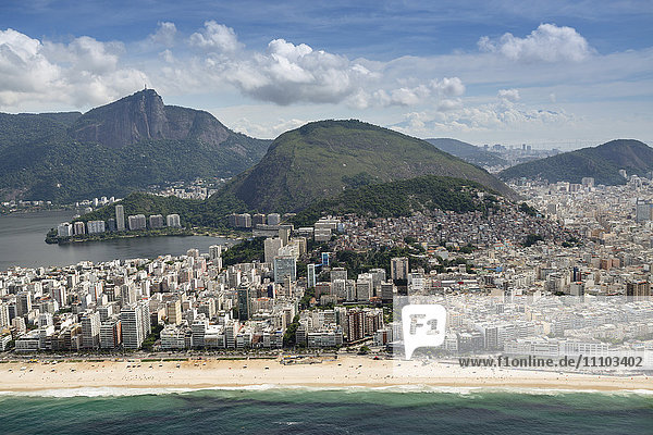 Cabritos hill and Corcovado  Ipanema Beach  Rio de Janeiro  Brazil  South America
