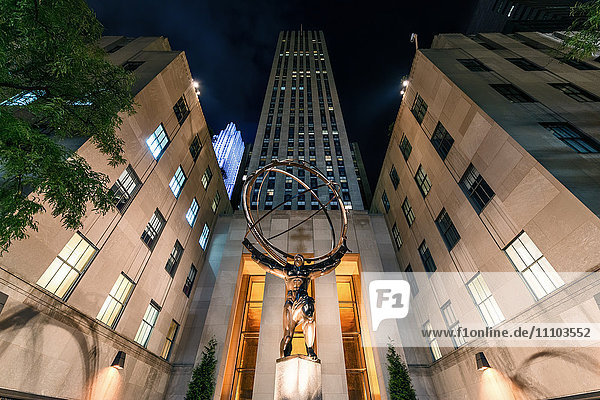 Atlas-Statue  Rockerfeller Centre  New York City  Vereinigte Staaten von Amerika  Nordamerika