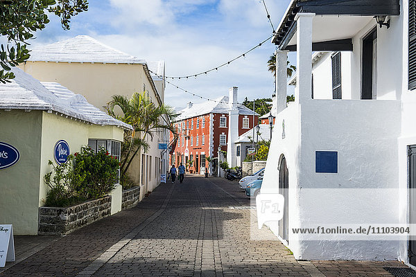 Koloniale Häuser in der Unesco-Welterbestätte  der historischen Stadt St. George  Bermuda  Nordamerika
