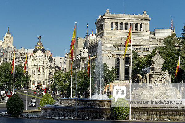 Calle de Alcala  Plaza de Cibeles  Madrid  Spanien  Europa