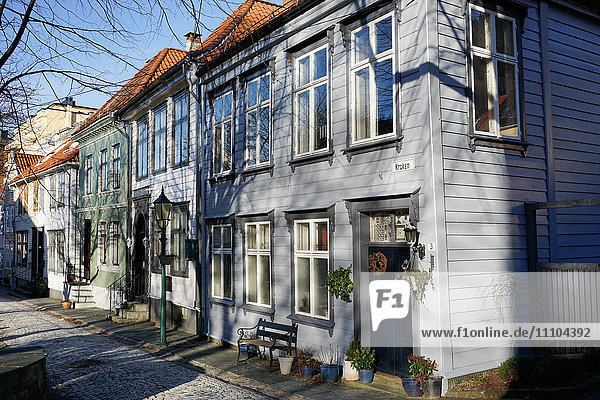 Alte Häuser im Stadtteil Bryggen  Bergen  Hordaland  Norwegen  Skandinavien  Europa