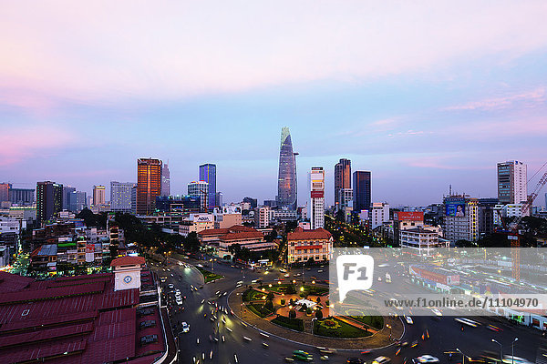 Ben Thanh market area and Bitexco Financial Tower Ho Chi Minh City (Saigon) Vietnam Indochina Southeast Asia Asia