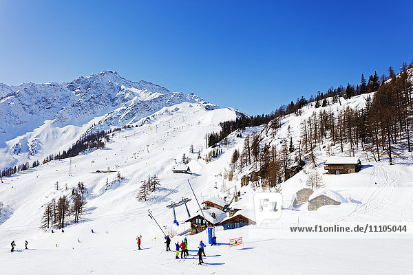 Courmayeur Skigebiet  Aosta-Tal  Italienische Alpen  Italien  Europa