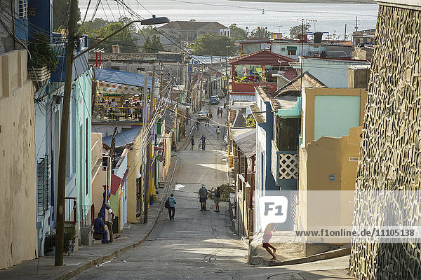 Street scene at the Tivoli neighborhood  Santiago de Cuba  Cuba  West Indies  Caribbean  Central America