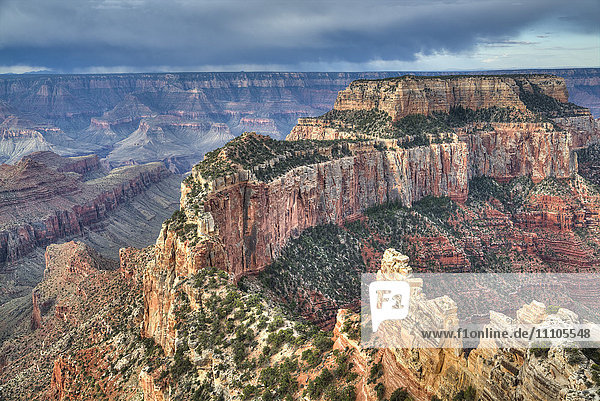 Afternoon thunder shower,  from Cape Royal Point,  North Rim,  Grand Canyon National Park,  UNESCO World Heritage Site,  Arizona,  United States of America,  North America