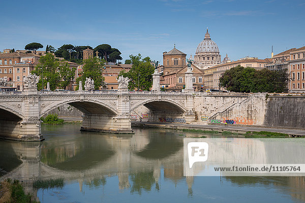 St. Peters and River Tiber  Rome  Lazio  Italy  Europe