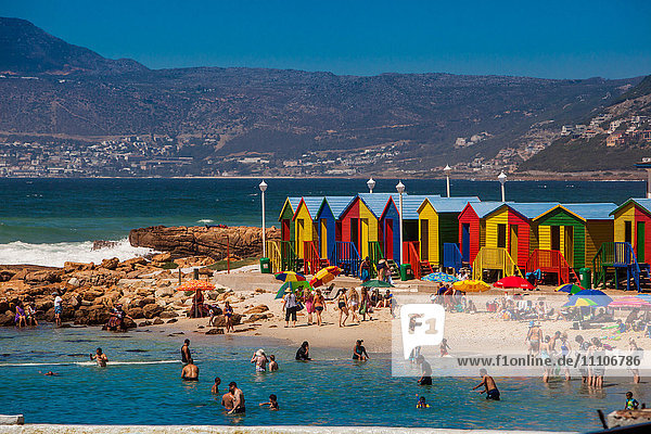 Colorful beach huts  Muizenberg Beach  Cape Town  South Africa  Africa
