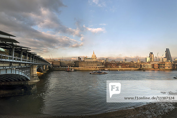 The River Thames and St. Paul's Cathedral looking north from the South Bank  London  England  United Kingdom  Europe