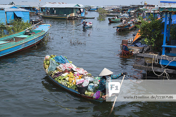 Schwimmendes Dorf Kompong Luong  Tonle-Sap-See  Kambodscha  Indochina  Südostasien  Asien