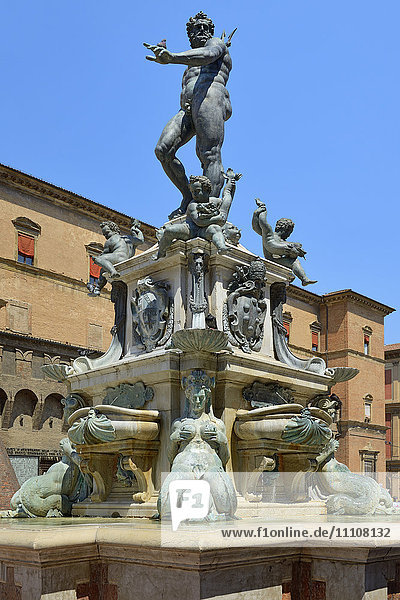 Neptunbrunnen  Piazza del Nettuno  Bologna  Emilia-Romagna  Italien  Europa