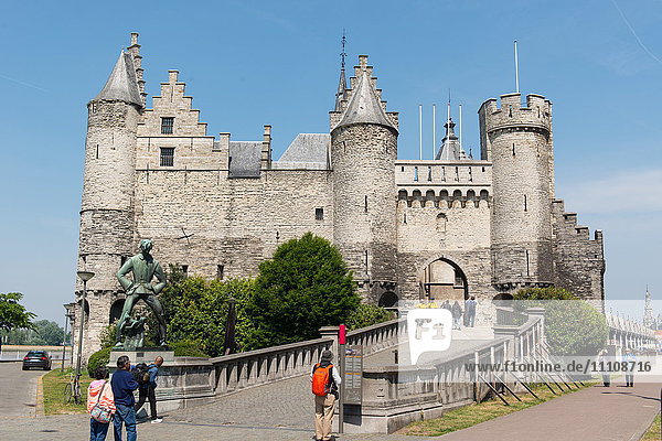 Het Steen  eine mittelalterliche Festung in Antwerpen  Belgien  Europa