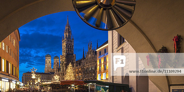 Weihnachtsmarkt  Marienplatz  München  Bayern  Deutschland  Europa