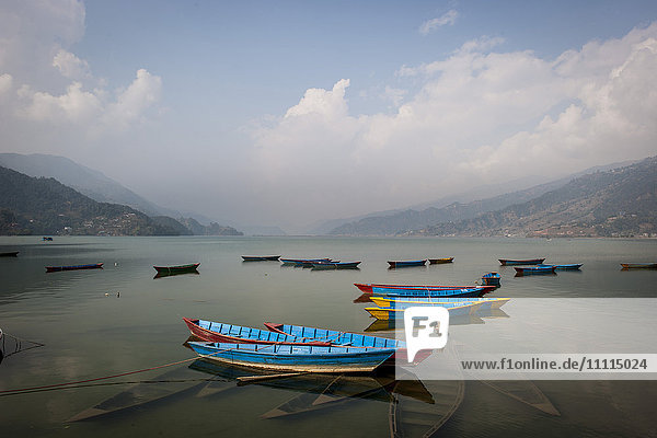 Nepal  Pokhara  local lake  boats