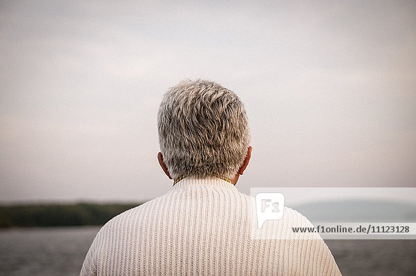 Older Caucasian man admiring scenery