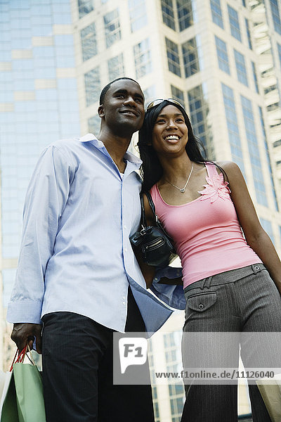 African couple in urban scene