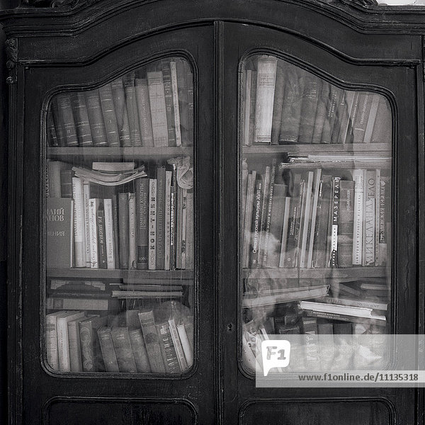 Bücher im Holzschrank