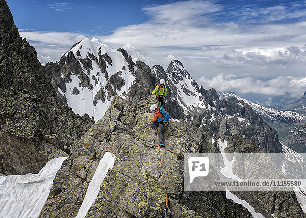 France  Chamonix  Alps  Petit Aiguille Vert  mountaineers