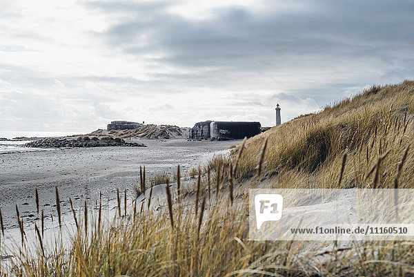Denmark  Skagen  bunker and lighthouse at the beach