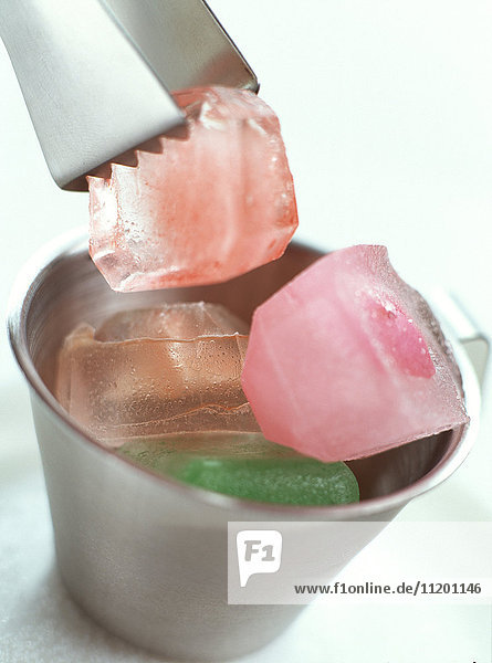 Colored ice cubes