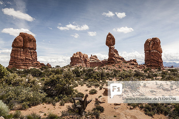 Scenic view of rock formations in landscape  Arches National Park  Moab  Utah  USA