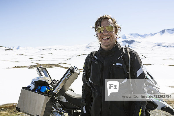 Portrait of smiling biker