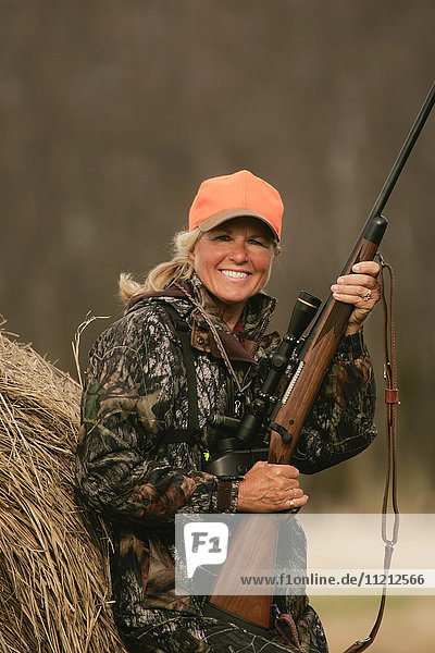 Female hunting deer
