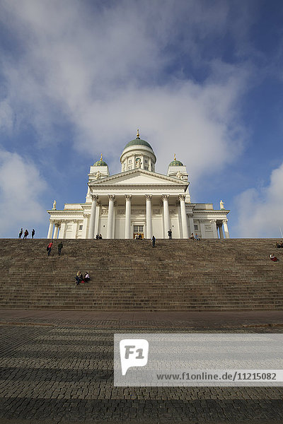 Exterior view of the Evangelical Lutheran Cathedral and steps  Helsinki
