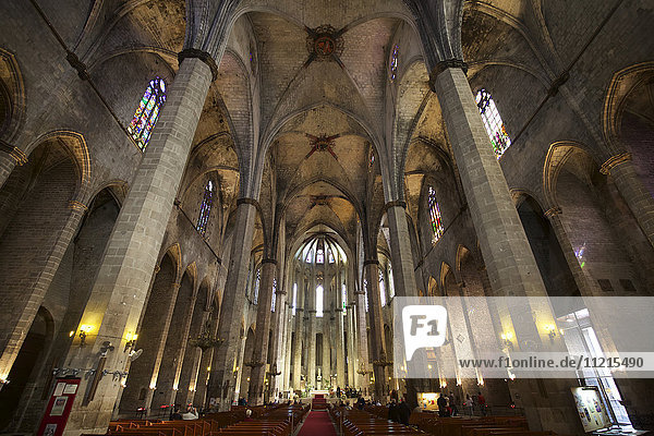 The basilica of the Catalan gothic Santa Maria Del Mar church  Barcelona