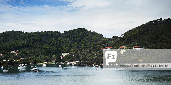 'A village and harbour on a greek island; Panormos  Skiathos  Greece'
