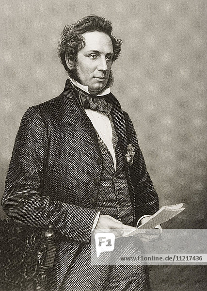 Charles Gilpin  1815-1874. Quäker  Redner  Politiker  Verleger und Eisenbahndirektor. Aus The Drawing-Room of Eminent Personages  veröffentlicht 1860