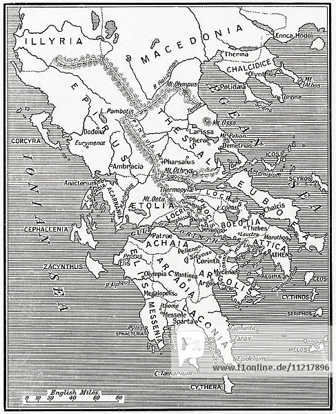Map of Ancient Greece  500 - 300 BC. From Hutchinson's History of the Nations  published 1915.