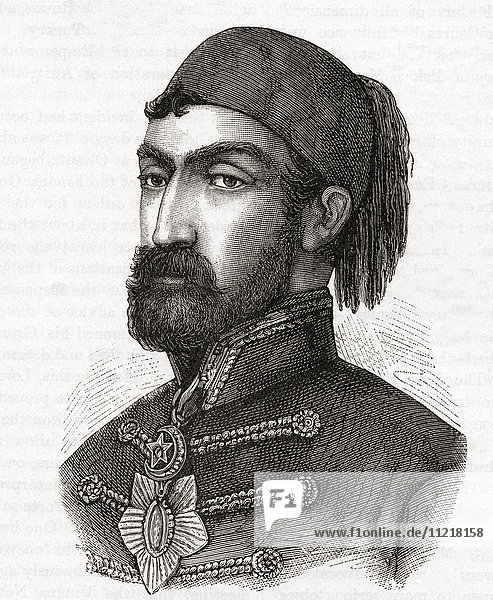 Omar Pasha Latas  1806–1871. Ottoman general and governor. From The Century Edition of Cassell's History of England  published c. 1900