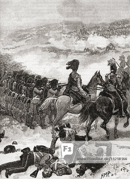 Die Highlanders in der Schlacht von Alma  20. September 1854  die gewöhnlich als erste Schlacht des Krimkriegs (1853-1856) angesehen wird. Aus der Jahrhundertausgabe von Cassell's History of England  veröffentlicht um 1900
